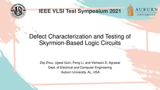 Defect Characterization and Testing of Skyrmion-Based Logic Circuits