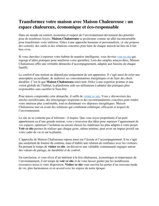 Transformez votre maison avec Maison Chaleureuse - un espace chaleureux, économique et éco-responsable