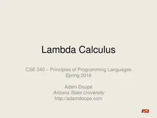 Lambda Calculus Principles of Programming Languages