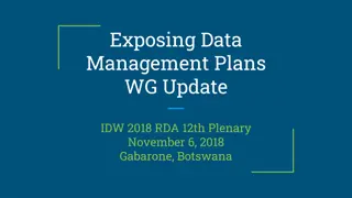 Update on Exposing Data Management Plans Working Group at IDW 2018 RDA 12th Plenary