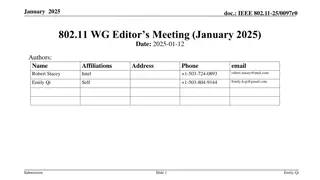 IEEE 802.11-25 January 2025 Editors Meeting Highlights