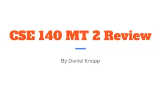 CSE 140 Midterm 2 Review: Sequential Networks, Memory Components & Finite State Machines