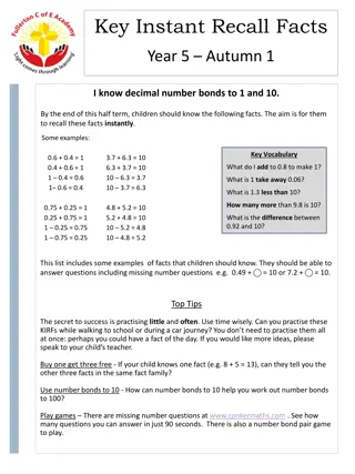 Primary School Key Instant Recall Facts Year 5 Autumns