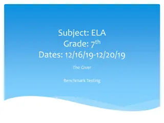 7th Grade ELA Benchmark Testing and Instructional Activities Schedule