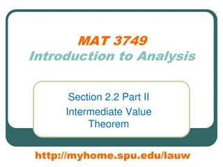 Intermediate Value Theorem in Analysis