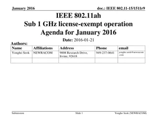 IEEE 802.11ah Operation Agenda January 2016