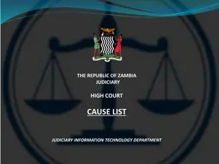 Zambia High Court Cause List: Monday 11/06/2018 Schedule