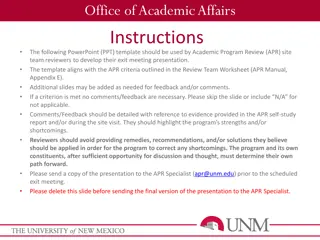 Academic Program Review Exit Meeting Presentation Template for Reviewers