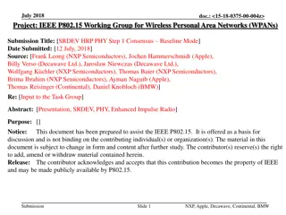 IEEE P802.15 Working Group - Wireless Personal Area Networks Update