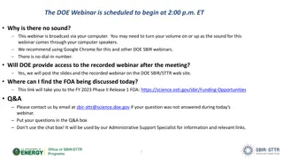 DOE Webinar Information & Phase II Awards Overview