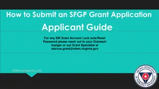 Guidance for Submitting SFGP Grant Applications and Password Reset Procedures