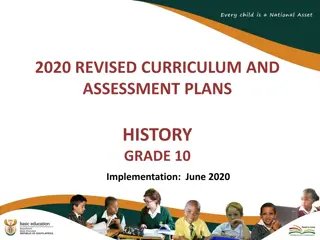 Revised Curriculum and Assessment Plans for Grade 10 History 2020