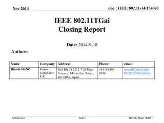 IEEE 802.11 TGai Meeting Closing Report Nov 2014