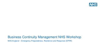 Business Continuity Management NHS Workshop
