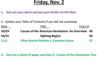 Causes of the American Revolution: Overview and Olive Branch Petition vs. Common Sense