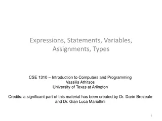Understanding Expressions, Statements, Variables, Assignments, and Types in Programming