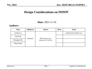 IEEE 802.11-23/1878r1 Design Considerations on IMMW for High-Rate Short-Range Communications