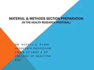 Effective Preparation of Material and Methods Section in Health Research Proposals