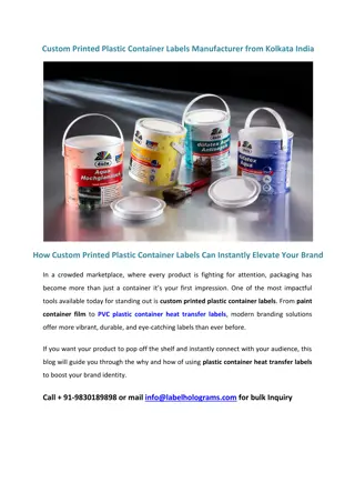 Custom Printed Plastic Container Labels Manufacturer from Kolkata India