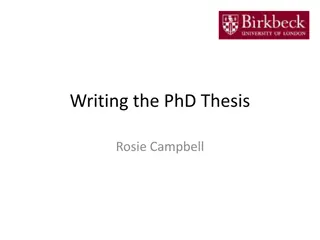 Writing a Successful PhD Thesis at Birkbeck, University of London
