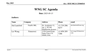 IEEE 802.11-25/0605r0 Wireless Next Generation Standing Committee Meeting Agenda May 2025