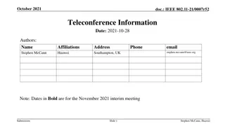 IEEE 802.11-21 Teleconferences November 2021 Schedule