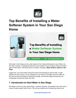 Top Benefits of Installing a Water Softener System in Your San Diego Home