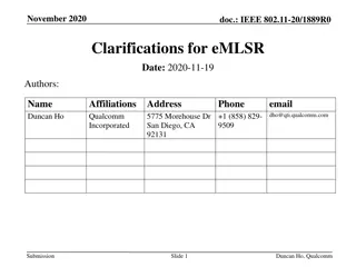 IEEE 802.11-20/1889R0 eMLSR Clarifications and Proposals