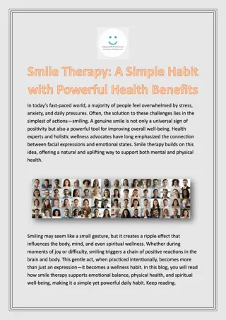 Health Benefits of Smile Therapy- Smiling Faces Worldwide