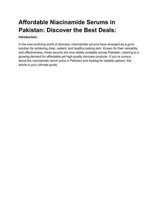 Affordable Niacinamide Serums in Pakistan Discover the Best Deals