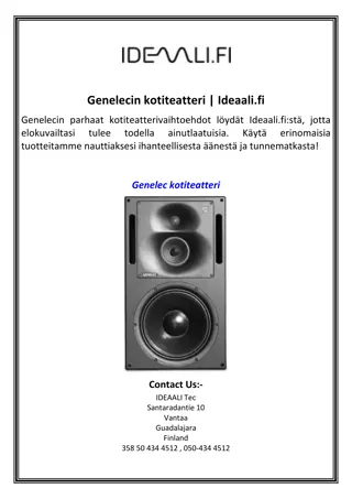Genelecin kotiteatteri  Ideaali.fi(IDEAALI Tec)