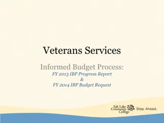 Veterans Services IBP Progress Reports FY 2013 and Budget Requests FY 2014