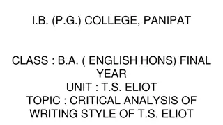 Analyzing the Writing Style of T.S. Eliot in B.A. English (Hons) Final Year