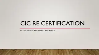 CIC Re-Certification Using Infection Prevention Units Guide