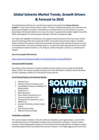 Solvents Market Size, Share & Industry Analysis Report, 2024–2032