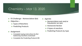 Chemistry Challenge: Types of Reactions and Predicting Products