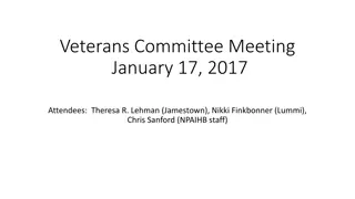 Veterans Committee Meeting Highlights and Updates January 17, 2017