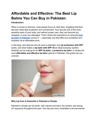 Affordable and Effective The Best Lip Balms You Can Buy in Pakistan