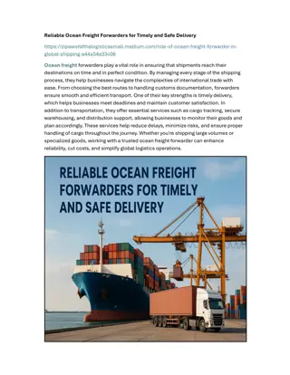 Reliable Ocean Freight Forwarders for Timely and Safe Delivery