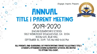 Engage Inspire Prepare Title I Parent Meeting Dugan Elementary School 2019-2020