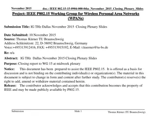 IEEE 802.15-15-0904-000-0thz Dallas November 2015 Closing Plenary Slides Summary