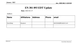IEEE 802.11-23/0126 Update on EDT in EN 301.893 Standard