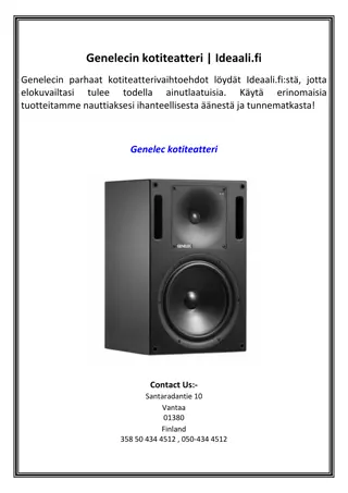 Genelecin kotiteatteri  Ideaali.fi(IDEAALI Tec)