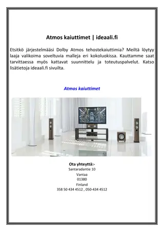 Atmos kaiuttimet  ideaali.fi(IDEAALI Tec)