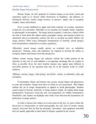 Interpretation of Remote Sensing Imagery for Image Analysis