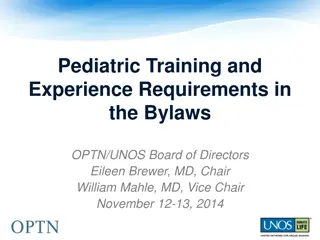 Pediatric Transplant Program Criteria Development Progress