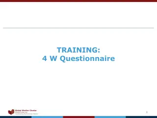 Global Shelter Cluster 4W Questionnaire Training Overview