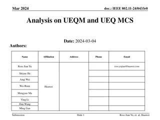 Analysis on UEQM and UEQ MCS for Cloud VR Applications