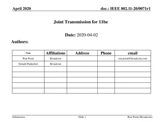 IEEE 802.11-20/0071r1 Joint Transmission for 11be Technology Update