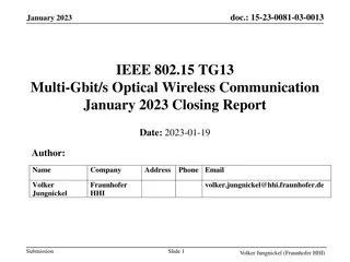 IEEE 802.15 TG13 Optical Wireless Communication Closing Report